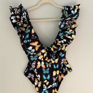 NWT Buddy Love Mariposa Ruffle Shoukder One Piece Swimsuit